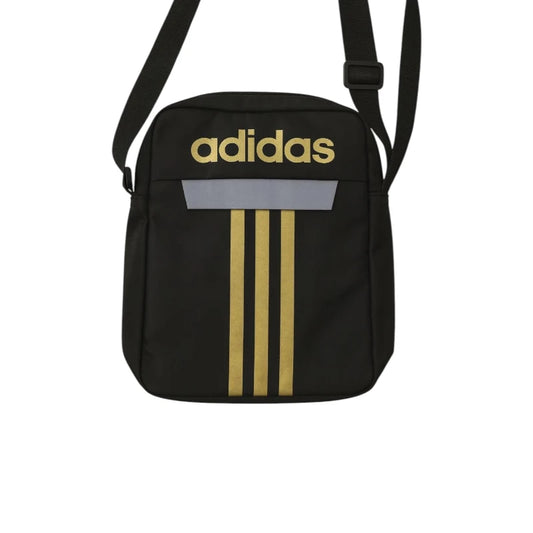 Bolso Bandolera - Adidas Negro Dorado (3 líneas)