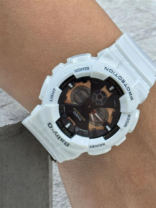 RELOJ BABY G - BLANCO CON MARRÓN