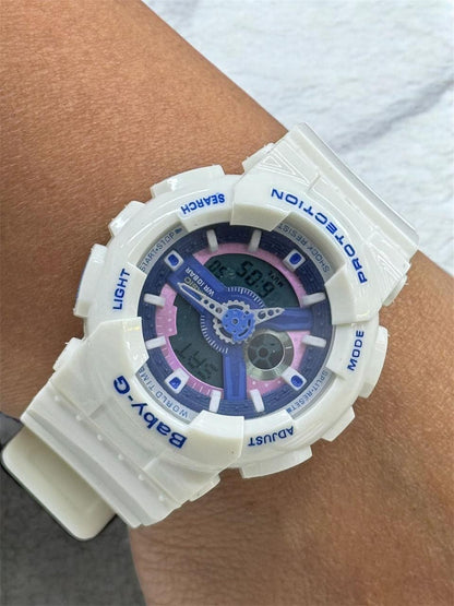RELOJ BABY G - BLANCO CON MORADO