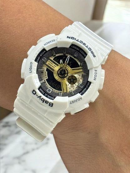 RELOJ BABY G - BLANCO CON NEGRO Y GRIS