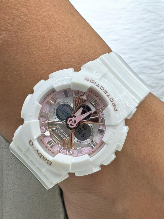 RELOJ BABY G - BLANCO CON ROSA CLARO
