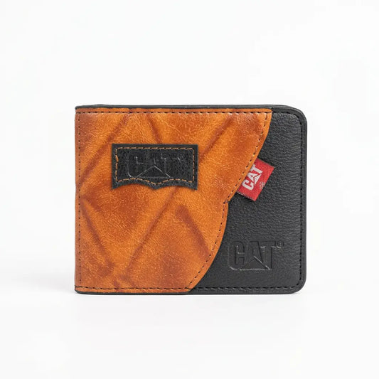 Billetera Caterpillar - Negro con Café Curvo