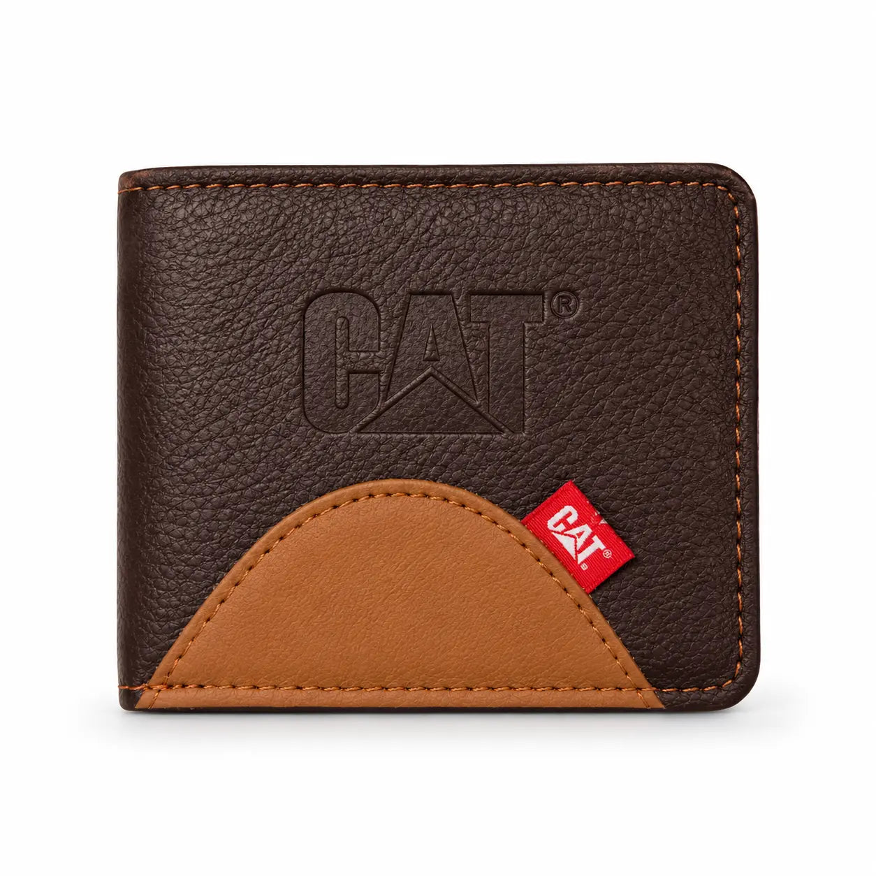 Billetera Caterpillar - Negro y Marron con Beige Curva Baja